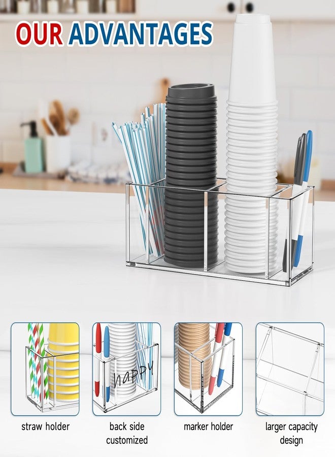 KOTEMON Cup Holder with Marker Slot - Mark Your Cup and Drink Up Countertop Double Cup Holder Organizer Compatible with Solo Cup, Party Decoration Bathroom Kitchen Bar Picnic Gathering, Clear Acrylic - Image 3