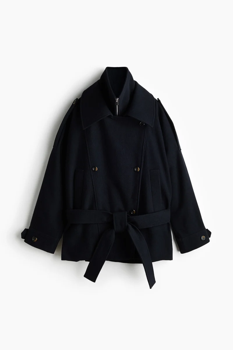 Oversized wool-blend coat