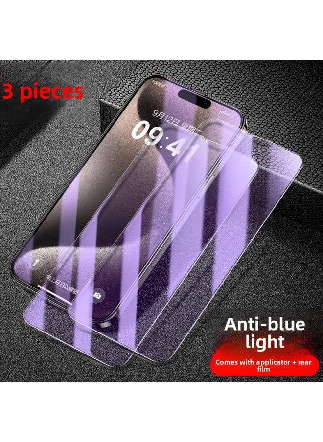 Generic - Applicable To For Iphone11 Tempered Film 15 For Iphone 14Pro Max Anti-Peep Film 12Pro Full Screen Max Mobile Phone 13-Colour:[blue Light Version] [3 Pieces] Eye Protection And Anti-blue Light◉Comes With Film Applicator + Rear Film-Size:For Iphone 14 Plus - Image 1