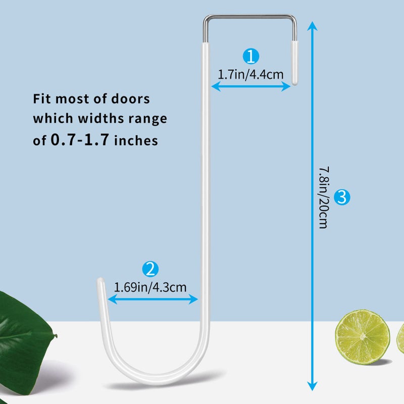 أف واي واي خطافات تعليق الملابس فوق الباب من Fyy، عبوة من 4 خطافات طويلة مطورة للأبواب مزودة بمطاط لمنع الخدوش، خطافات تنظيم شديدة التحمل لتعليق الملابس والمناشف والقبعات والمعاطف والحقائب، لون أبيض - Image 2
