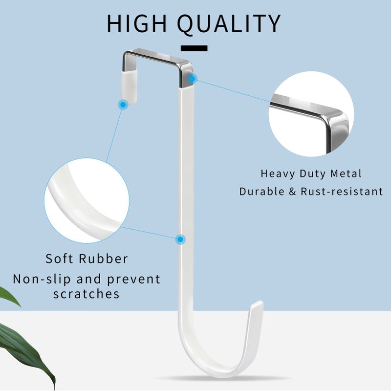 أف واي واي خطافات تعليق الملابس فوق الباب من Fyy، عبوة من 4 خطافات طويلة مطورة للأبواب مزودة بمطاط لمنع الخدوش، خطافات تنظيم شديدة التحمل لتعليق الملابس والمناشف والقبعات والمعاطف والحقائب، لون أبيض - Image 3