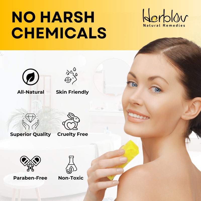 Herblov Cleansing 10% Sulfur Soap Bar for Face & Body â€“ Natural Shine Control Facial Cleanser for Acne, Oily Skin â€“ Made in USA Healing Skincare Wash with Lemongrass, Tea Tree Oil, Vitamin E, Coconut Milk - Image 5