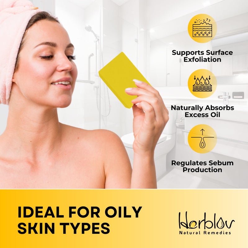 Herblov Cleansing 10% Sulfur Soap Bar for Face & Body â€“ Natural Shine Control Facial Cleanser for Acne, Oily Skin â€“ Made in USA Healing Skincare Wash with Lemongrass, Tea Tree Oil, Vitamin E, Coconut Milk - Image 3