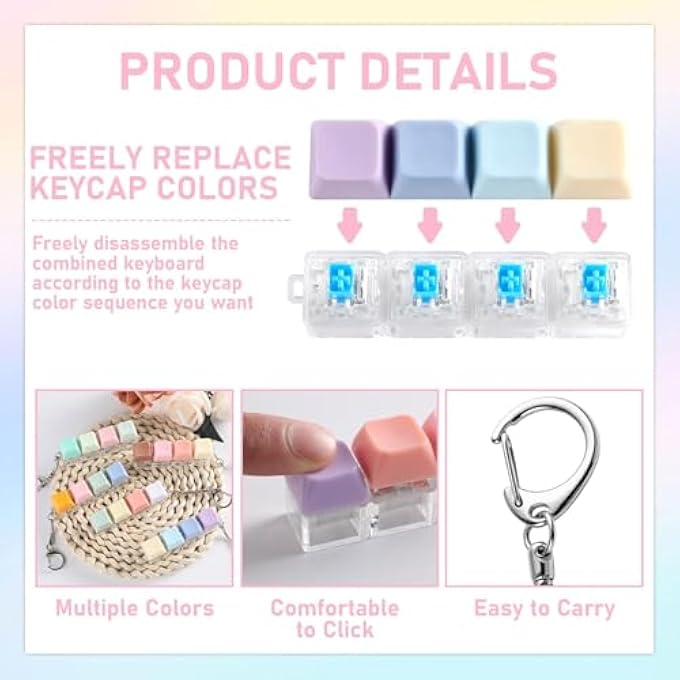 OBUSATT 12 Pcs Keyboard Fidget Toys Stress Relief Fidget Clicker Keyboards Set Colorful Keyboard Decompression Toys Button Stress Relief Gifts for Adults to Relieve Stresses Pass Time Party Giveaways Favors - Image 3