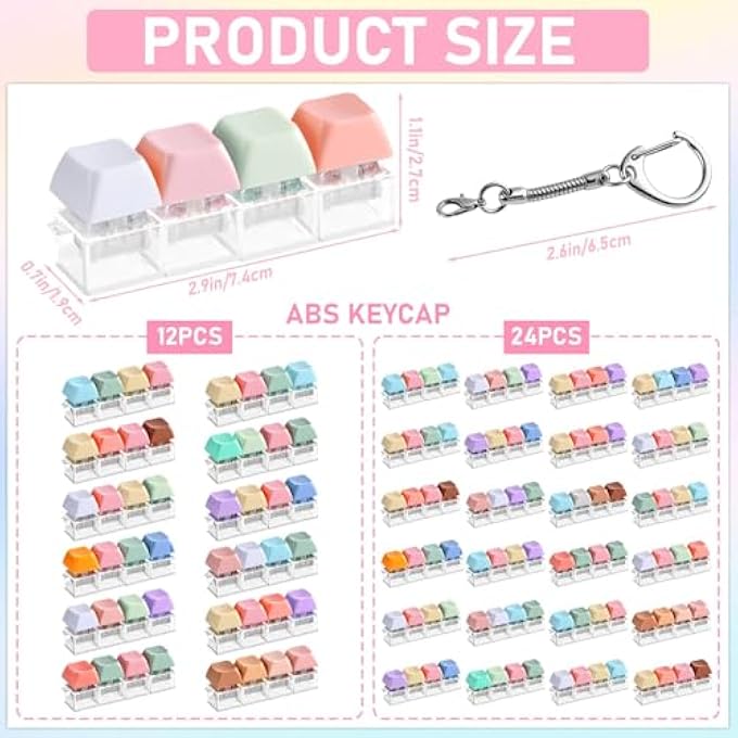 OBUSATT 12 Pcs Keyboard Fidget Toys Stress Relief Fidget Clicker Keyboards Set Colorful Keyboard Decompression Toys Button Stress Relief Gifts for Adults to Relieve Stresses Pass Time Party Giveaways Favors - Image 2