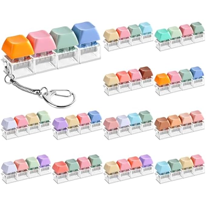 OBUSATT 12 Pcs Keyboard Fidget Toys Stress Relief Fidget Clicker Keyboards Set Colorful Keyboard Decompression Toys Button Stress Relief Gifts for Adults to Relieve Stresses Pass Time Party Giveaways Favors - Image 1