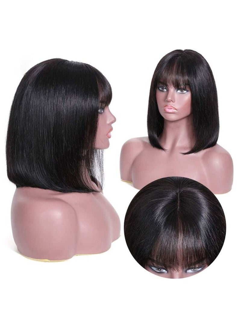 إستيل شعر مستعار قصير بوب مع الانفجارات باروكات شعر بشري برازيلي مستقيم 150٪ كثافة بدون دانتيل أمامي شعر مستعار بدون غراء مصنوع آليًا شعر مستعار بوب للنساء السود - Image 2