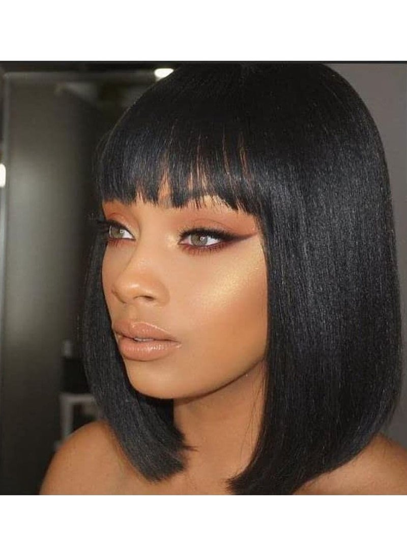 إستيل شعر مستعار قصير بوب مع الانفجارات باروكات شعر بشري برازيلي مستقيم 150٪ كثافة بدون دانتيل أمامي شعر مستعار بدون غراء مصنوع آليًا شعر مستعار بوب للنساء السود - Image 5
