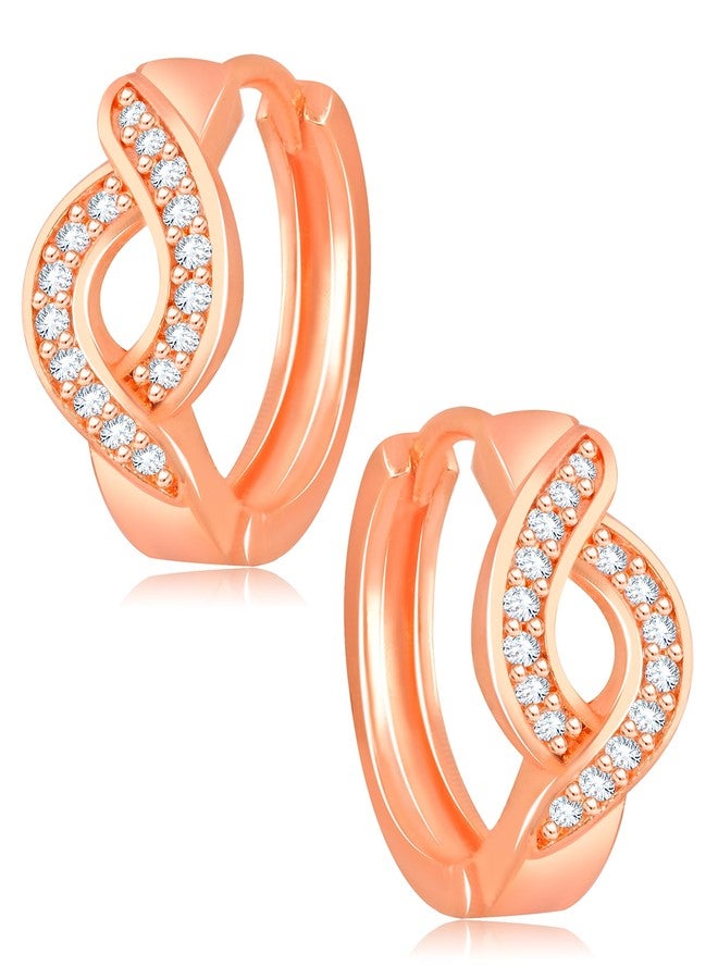 AMAAL Rose gold Earrings for Women Girls Wife girlfriend Fashion Western Hoop Earrings for Girls Hoops Earrings Birthday Gift Anniversary Bali ear rings stylish ad cz american diamond AD CZ stone A166 - Image 1