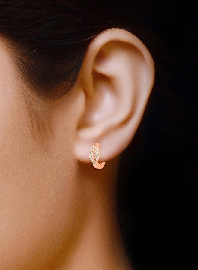 AMAAL Rose gold Earrings for Women Girls Wife girlfriend Fashion Western Hoop Earrings for Girls Hoops Earrings Birthday Gift Anniversary Bali ear rings stylish ad cz american diamond AD CZ stone A166 - Image 3