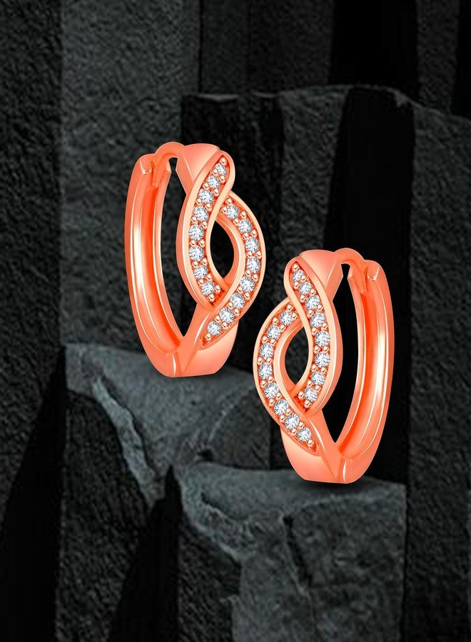 AMAAL Rose gold Earrings for Women Girls Wife girlfriend Fashion Western Hoop Earrings for Girls Hoops Earrings Birthday Gift Anniversary Bali ear rings stylish ad cz american diamond AD CZ stone A166 - Image 5