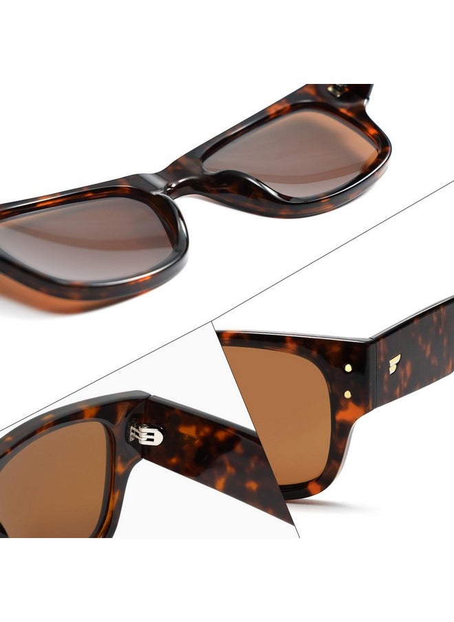 VANLINKER - Classic Polarized Thick Square Sunglasses For Men Women Trendy Polarized Shades Gafas De Sol Hombre Tortoise Frame Brown Lens - Image 1