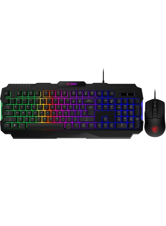 MSI Forge GK100 Wired RGB Gaming Keyboard & Mouse Combo – Full‑Size 104‑Key Membrane Keyboard with RGB Backlit, 7‑Button Gaming Mouse with Adjustable DPI (1000‑6400) – English Layout - Image 1