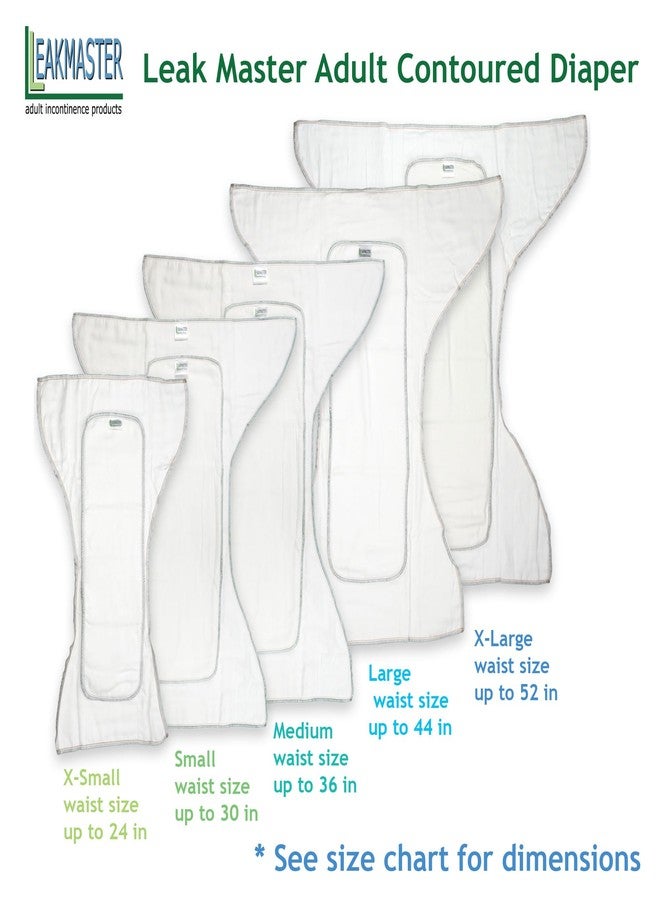LeakMaster Adult Contoured Cloth Diaper with Nighttime Insert - X-Large Fits 44-52 inch Waists - 100% Cotton Gauze - 4x10x4 Layering with 10 Layered Optional use Insert for Maximum Absorbency. - Image 2