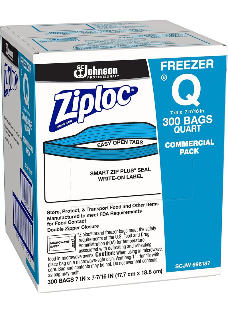 Ziploc Ziploc 696187 Double Zipper Freezer Bags 1Qt 27Mil 7 X 7 34 Clear WLabel 300Carton  - Image 3