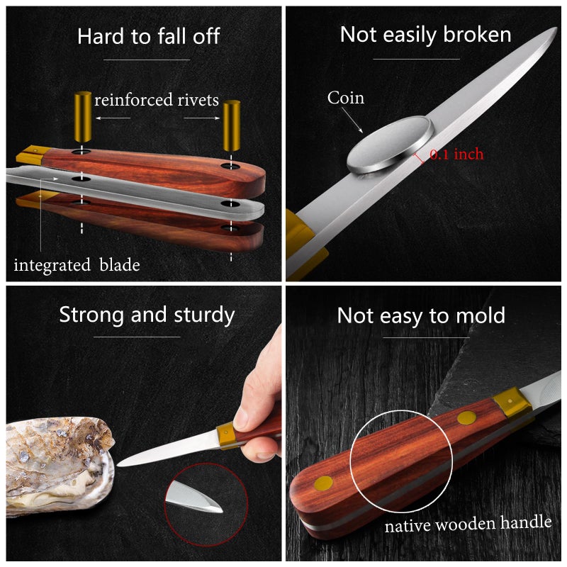 SPEENSUN SPEENSUN Oyster Shucking Knife, Oyster Knife, Oyster Knife Shucker Not Easy to Break and Bend, More Secure with Oyster Shucking Knife Glove (2 Knife and 1 Glove XL), Oyster Shucker Set  - Image 3