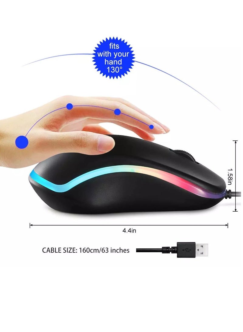 جيتوبكي ماوس M120 USB سلكي، ماوس كمبيوتر بصري بأضواء قوس قزح، مريح للنقر للمكاتب والمنزل، متوافق مع أجهزة الكمبيوتر الشخصية التي تعمل بنظام Windows والكمبيوتر المحمول وسطح المكتب وMacBook وChromebook - Image 3