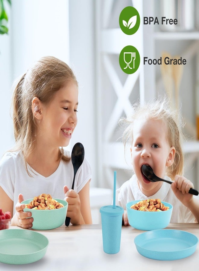 Mfacoy طقم أطباق وأوعية للأطفال من قش القمح من Mfacoy، طقم أدوات مائدة غير قابل للكسر للأطفال - 4 قطع من أطباق العشاء مقاس 7.75 بوصة و4 قطع من أوعية الحبوب سعة 18 أونصة، خالٍ من مادة BPA، آمن للاستخدام في الميكروويف وغسالة الصحون، أطباق أطفال قابلة لإعادة الاستخدام - Image 5