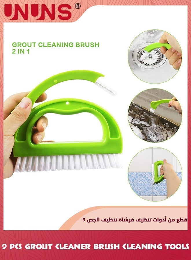 UNUNS Grout Brush Cleaner,9 Pack Tile Brushes Joint Set,Mould Cleaner Brush,Kitchen Bathroom Cleaning Tools Deep For Window Door Track,Stove Tops,Shower,Kitchen,Seams,Floor Lines  - Image 2
