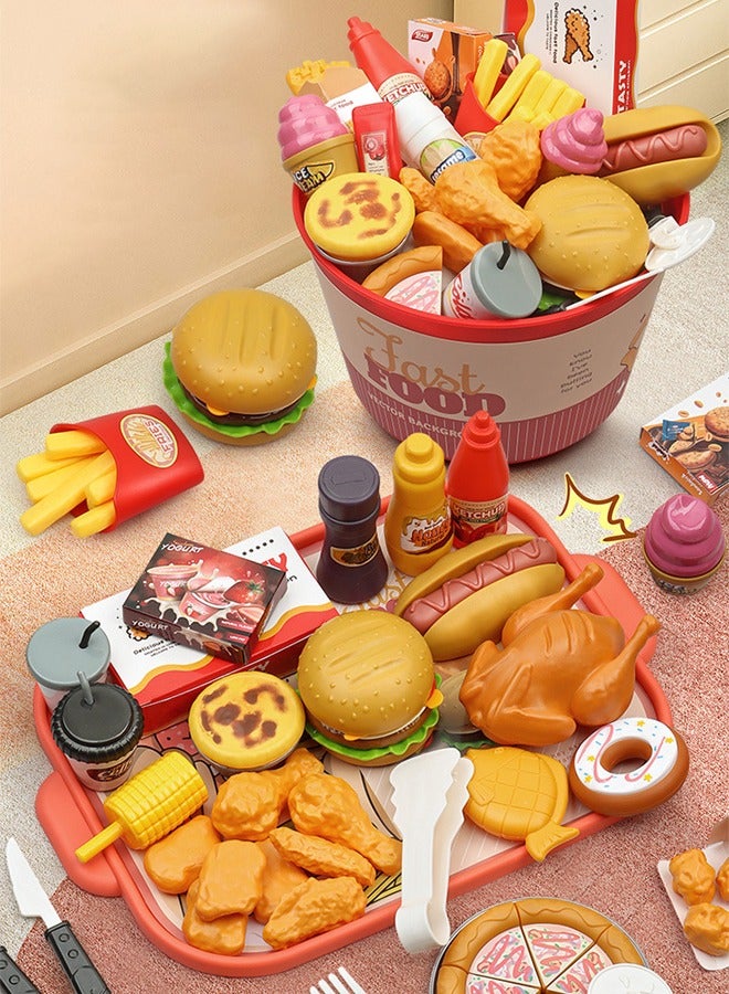 Pretend Play Food Sets for Kids Kitchen, Pizza Toy Food  Cutting Fake Food, Play Kitchen Toys Accessories, Pretend Food Toys for Toddlers Boys Girls Birthday Gift - Image 2