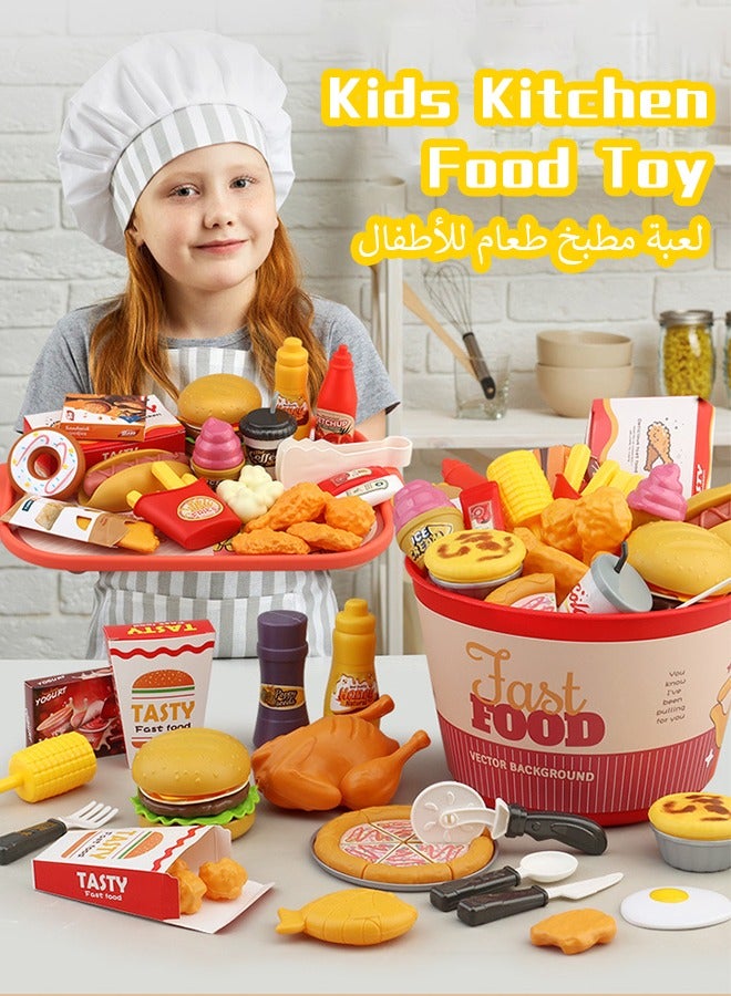 Pretend Play Food Sets for Kids Kitchen, Pizza Toy Food  Cutting Fake Food, Play Kitchen Toys Accessories, Pretend Food Toys for Toddlers Boys Girls Birthday Gift - Image 1