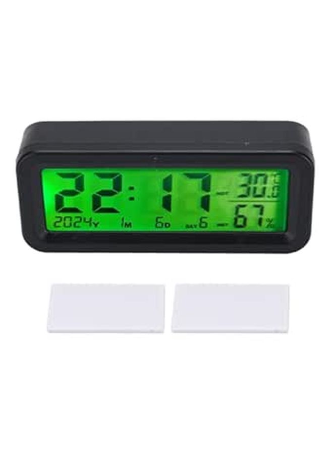 Solar Car Dashboard Clock With Automatic Backlight Temperature And Humidity Monitor Digital Electronic Clock Black - Image 1