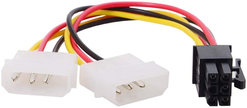 LipiWorld® 6 Pin PCI Express to Dual 4 Pin Molex LP4 Power Cable Adapter Video Graphics Card Power Cable (Dual 4Pin to 6Pin Pack-1) - Image 1