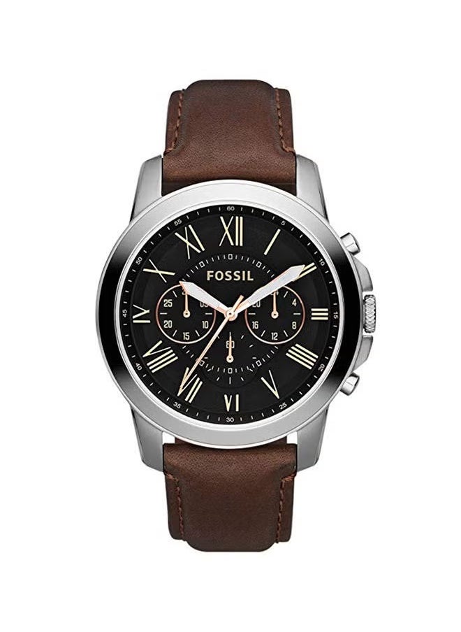 FOSSIL Men's Water Resistant Leather Chronograph Watch FS4813IE - 44 mm - Brown  - Image 1