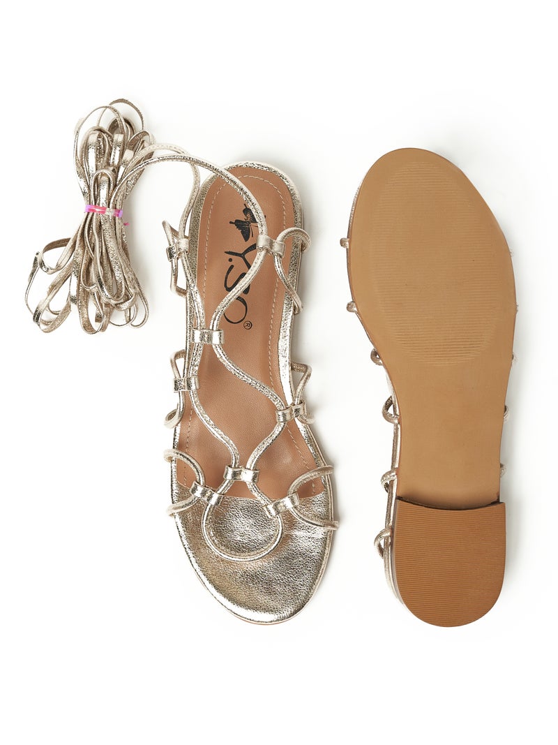 Y.so Women Gladiator Style Flat Sandals with Ankle Wrap Straps - Image 5