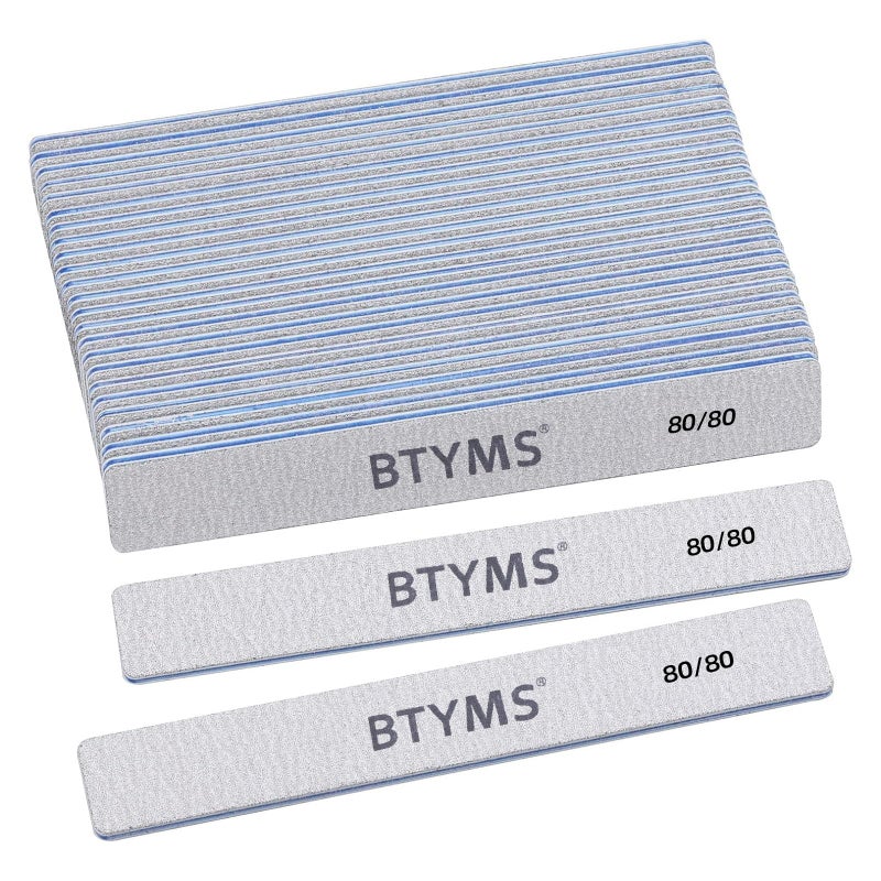 BTYMS 80/80 Grit Nail File - Professional Double-Sided Coarse Emery Boards for Shaping Acrylic & Gel Nails - Image 1