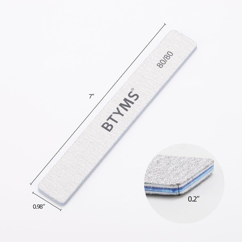 BTYMS 80/80 Grit Nail File - Professional Double-Sided Coarse Emery Boards for Shaping Acrylic & Gel Nails - Image 2