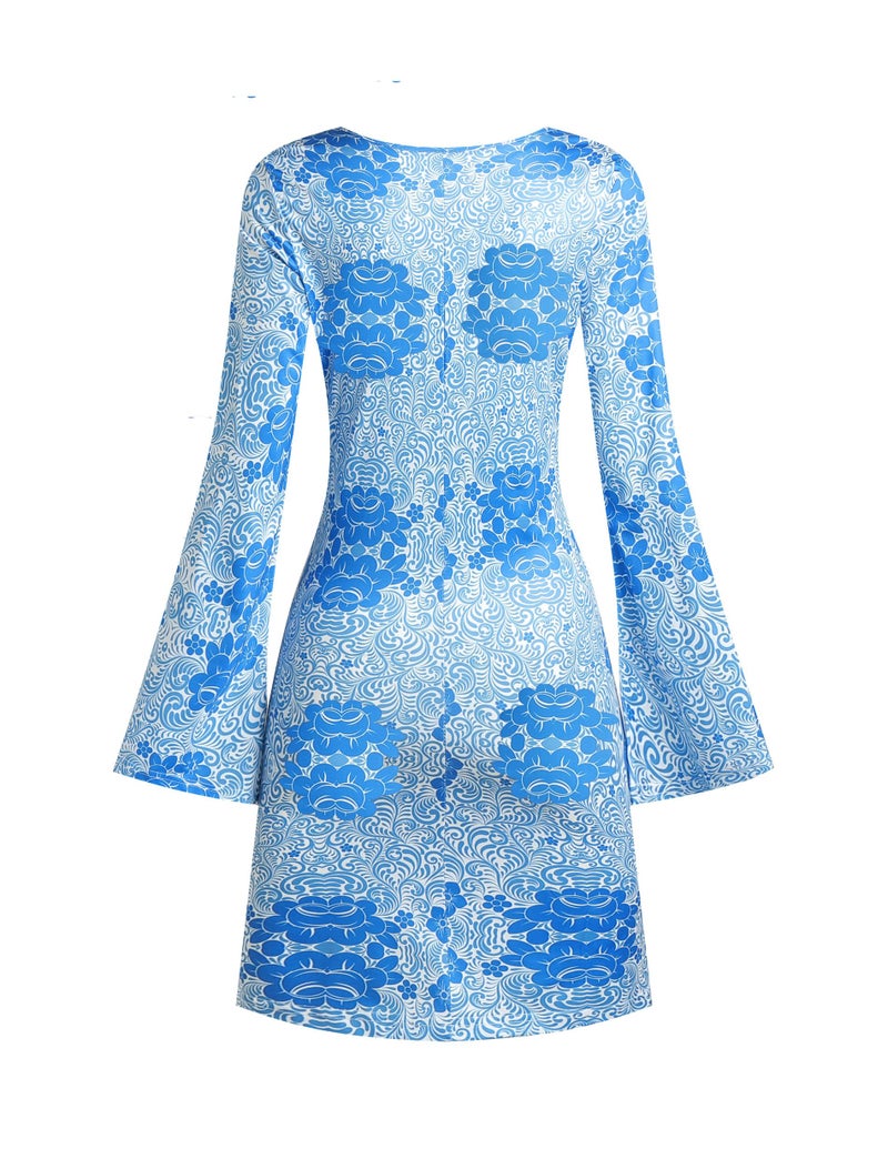 Deerjoke 60S 70S Disco Outfit Hippie Costume Women  1970 Style Clothes Dress Accessories Jewelry Halloween (Blue  Large) - Image 3