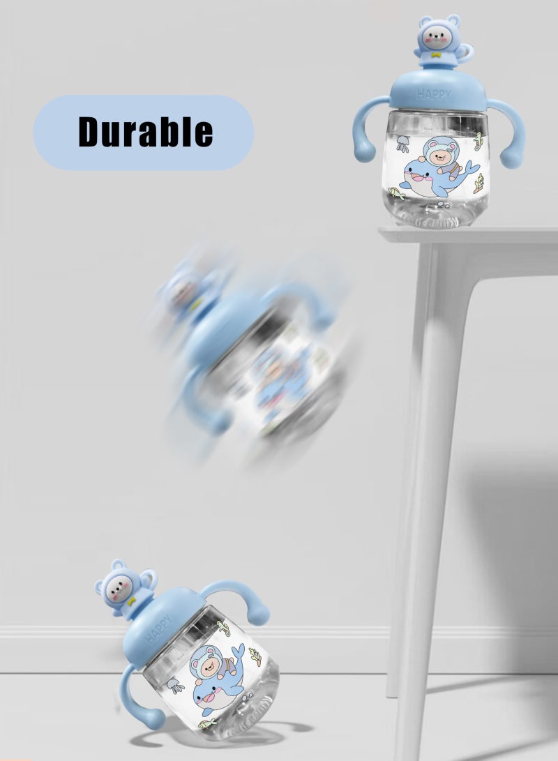 أوربازار 2 كوب شرب للأطفال الصغار، زجاجة مياه للأطفال سعة 350 مل مع غطاء قابل للطي، كوب شرب على شكل ديناصور للأطفال الصغار مع مقابض سهلة الإمساك ومقياس، كوب تدريب مانع للانسكاب للأطفال الذين يشربون بشكل مستقل - Image 2