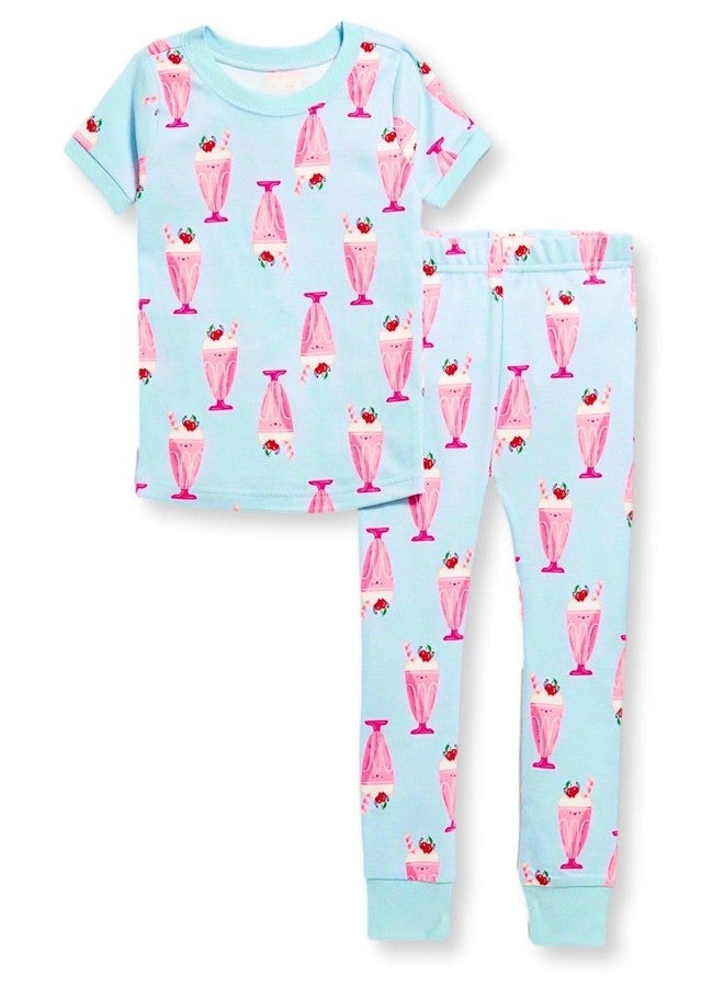 TuddyBuddy 100% Cotton Rib Boys & Girls Short Sleeves T-shirt & Pajama Sets for Day wear and Night Wear (18-24 Months, Strawberry Icecream, Blue HS Tee & Bottom Set) - Image 1