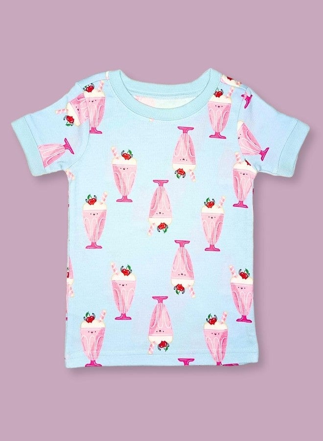 TuddyBuddy 100% Cotton Rib Boys & Girls Short Sleeves T-shirt & Pajama Sets for Day wear and Night Wear (18-24 Months, Strawberry Icecream, Blue HS Tee & Bottom Set) - Image 4