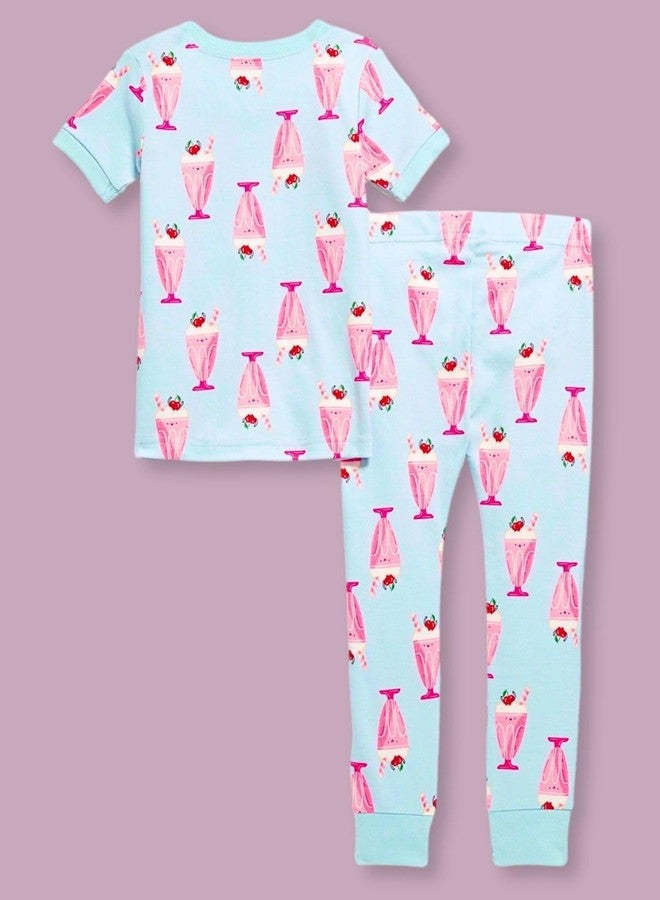 TuddyBuddy 100% Cotton Rib Boys & Girls Short Sleeves T-shirt & Pajama Sets for Day wear and Night Wear (18-24 Months, Strawberry Icecream, Blue HS Tee & Bottom Set) - Image 2