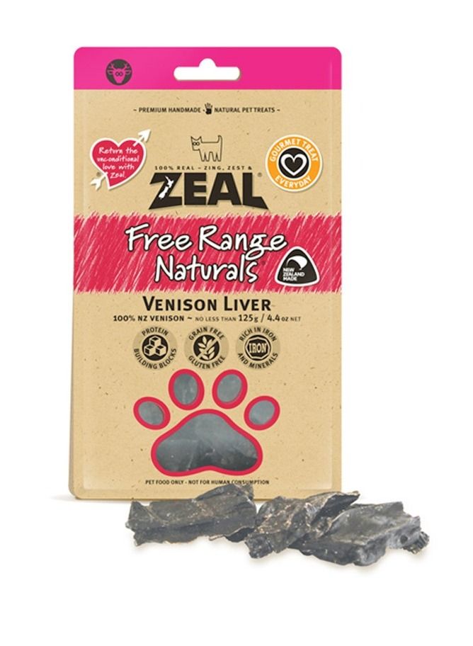 zeal Free Range Natural Venison Liver Dog Treats 125g