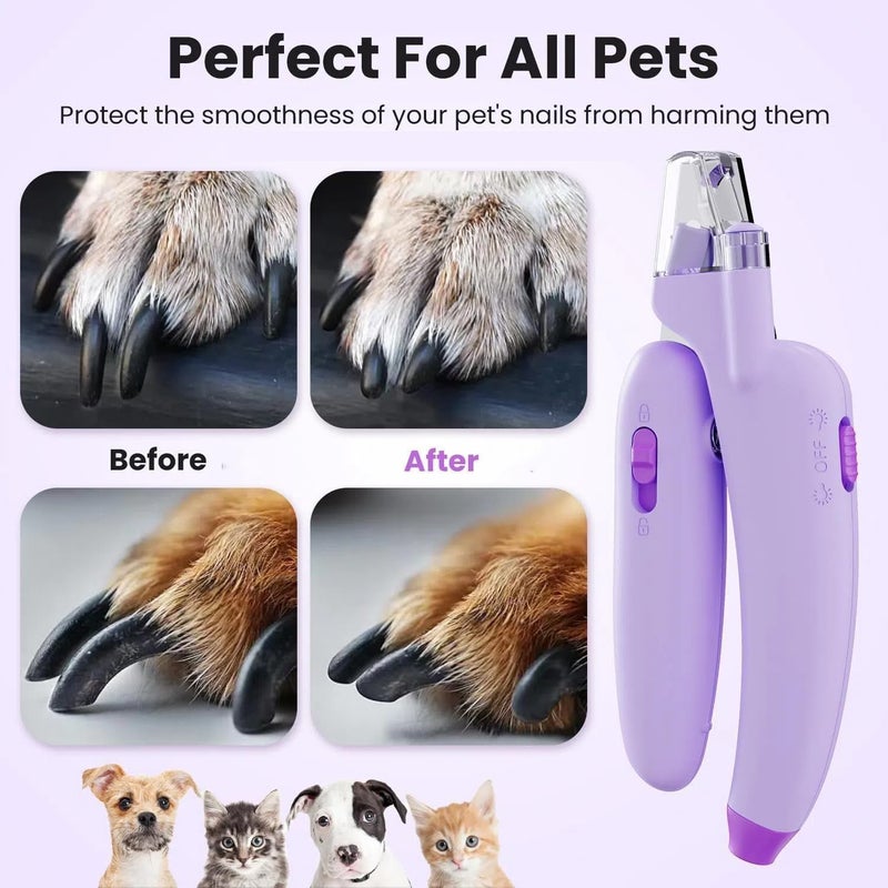 SWIUKPHE Dog and Cat Nail Clippers, Trimmers with 2 LED Lights, Powerful Safety Guard and Nail File to Avoid Over Cutting, Easily Illuminate the Bloodline, Suitable for Large to Medium Dogs, Cats - Image 3