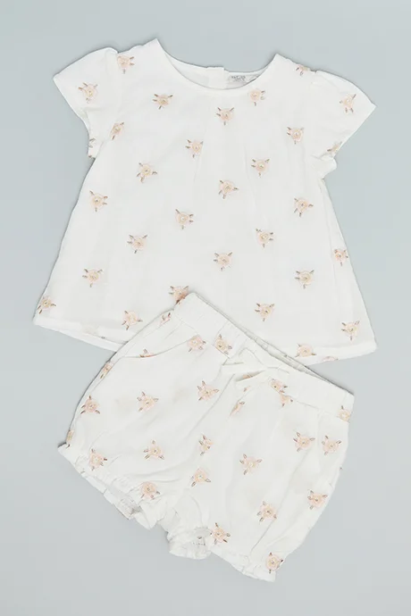 أر أند بي Embroidered Top and Shorts Set