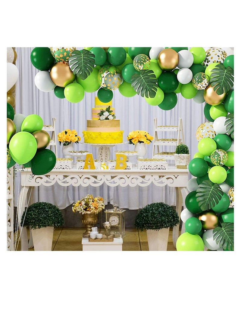 NIBEMINENT Jungle Party Balloons Garland Arch Kit, 135Pcs Gold Lime Green with Artificial Tropical Palm Leaves for Dinosaur Safari Decorations Birthday Supplies, Hawaiian Decor - Image 5