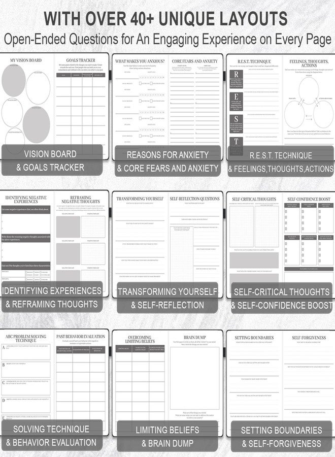 SIMSIMY Mental Health Journal, 91-Day Self Care Journal for Women Men, Guided Anxiety & Stress Relief Journal with Mood Tracker, Cognitive Behavioral Therapy Journaling with Mental Health Coloring Pages & Dream Log - Image 5
