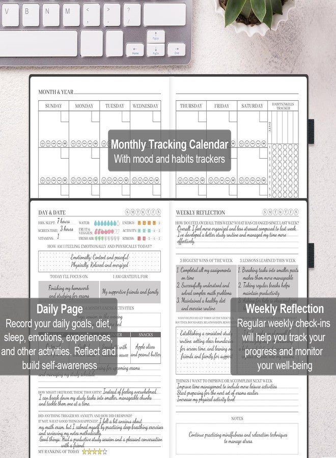 SIMSIMY Mental Health Journal, 91-Day Self Care Journal for Women Men, Guided Anxiety & Stress Relief Journal with Mood Tracker, Cognitive Behavioral Therapy Journaling with Mental Health Coloring Pages & Dream Log - Image 4