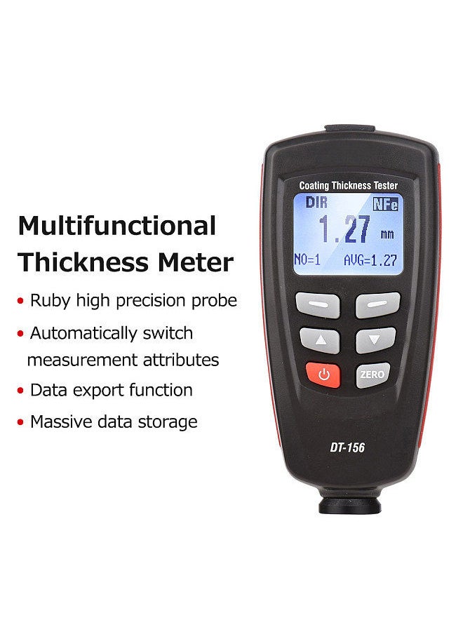 CEM - CEM DT-156 LCD Coating Thickness Tester Fe/NFe Paint Thickness Gauge Meter Car Paint Depth Gauge Tester 0~1800μm with Calibration Substrates Calibration Coating Film Carrying Case for Car Automobile - Image 1