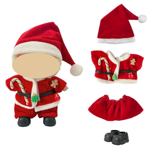 Ezcora 5 Pack Christmas Doll Clothes Set for 17cm Doll Santa Reindeer Snowman Costumes with Shoes Scarves Glasses Accessories No Dolls Christmas Outfit - Image 5