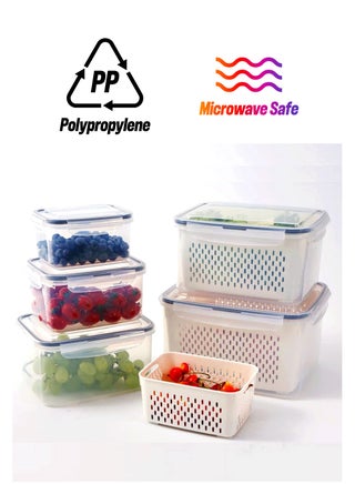 5 PCS Large Fruit Containers for Fridge - Leakproof Food Storage with Removable Colander Dishwasher & microwave safe Produce Keep Fruits, Vegetables, Berry, Meat Fresh longer - pzsku/Z207308FDE2F760AB5113Z/45/1744056717/47503463-0124-4832-be27-c6ffba4b479a