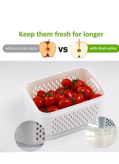 Y&D 5 PCS Large Fruit Containers for Fridge - Leakproof Food Storage with Removable Colander Dishwasher & microwave safe Produce Keep Fruits, Vegetables, Berry, Meat Fresh longer  - Image 3