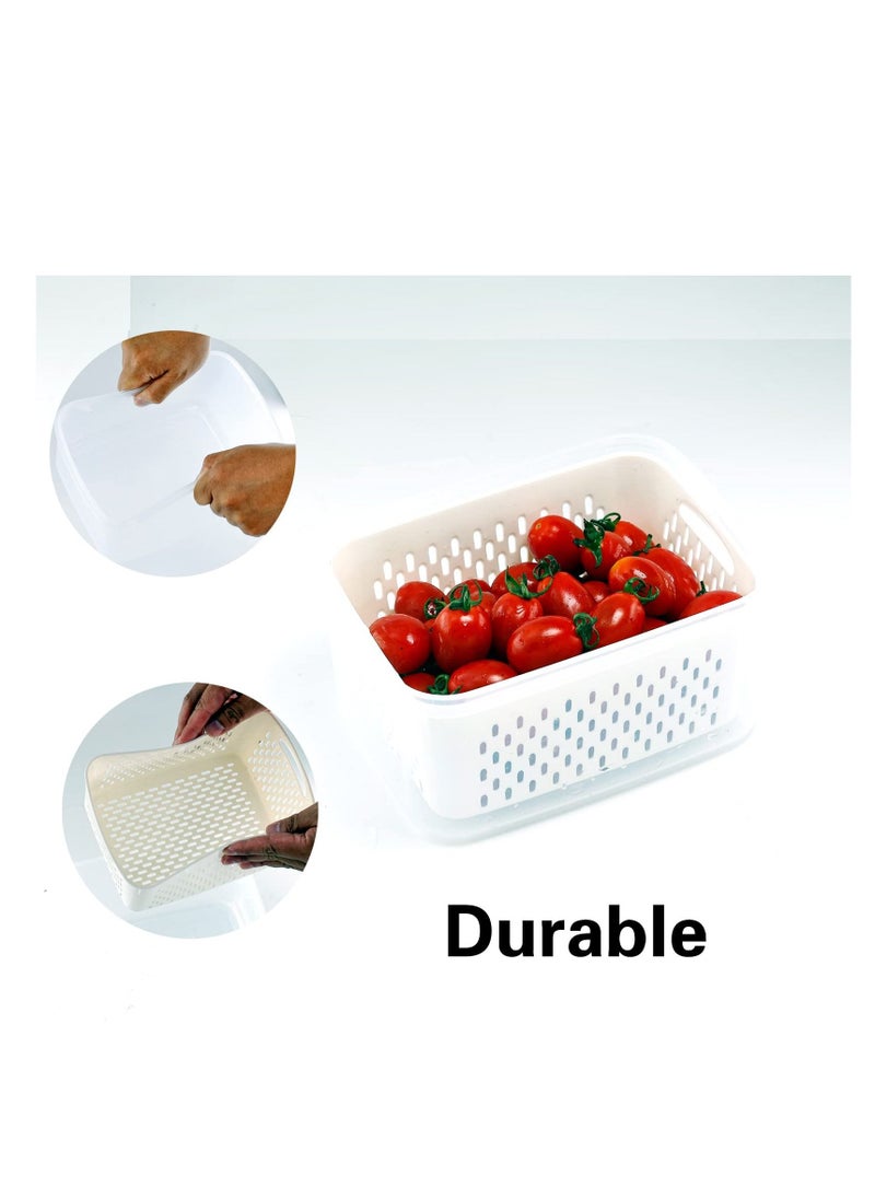 Y&D 5 PCS Large Fruit Containers for Fridge - Leakproof Food Storage with Removable Colander Dishwasher & microwave safe Produce Keep Fruits, Vegetables, Berry, Meat Fresh longer  - Image 5