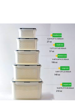 Y&D 5 PCS Large Fruit Containers for Fridge - Leakproof Food Storage with Removable Colander Dishwasher & microwave safe Produce Keep Fruits, Vegetables, Berry, Meat Fresh longer  - Image 2