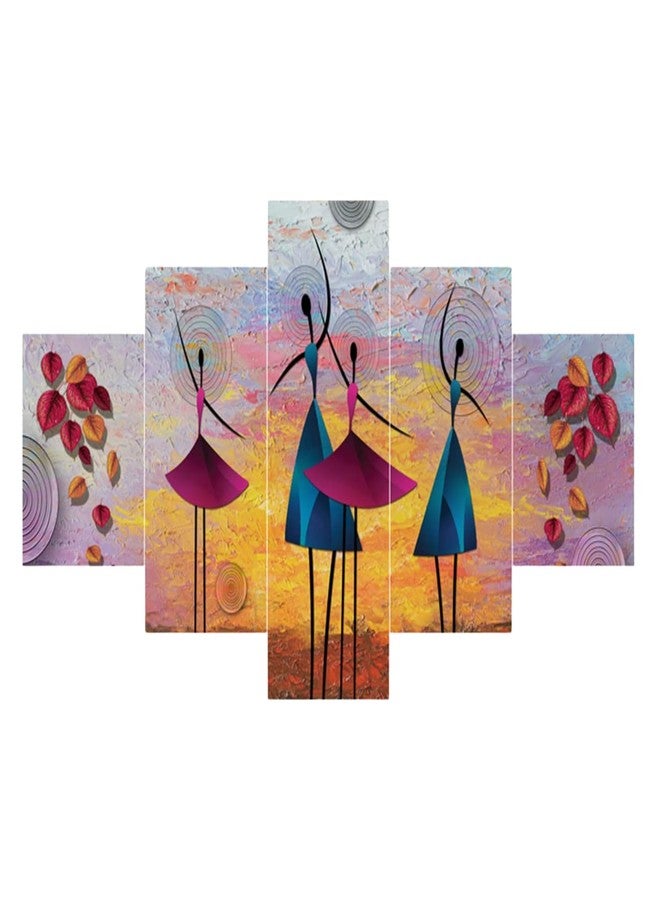 Masstone Dancing Girls Paintings | Wall Painting for Living Room, Set of 5 (76x43 Cm) | Scenery Painting for Wall Decoration | Abstract Painting for Bedroom | Painting for Wall Art - Image 1