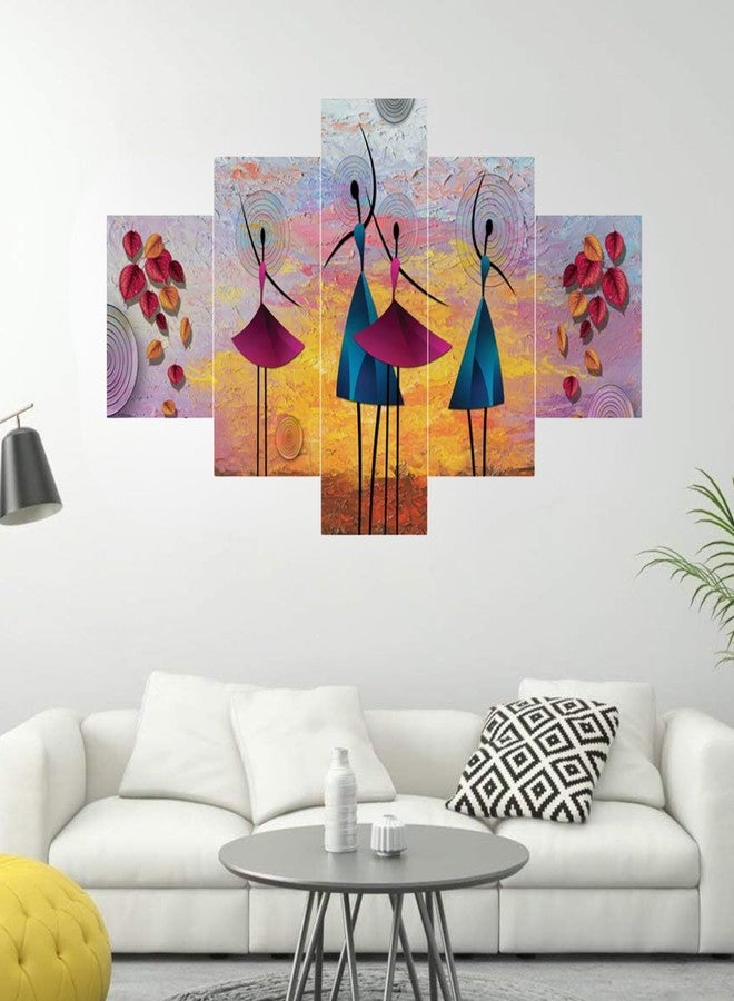 Masstone Dancing Girls Paintings | Wall Painting for Living Room, Set of 5 (76x43 Cm) | Scenery Painting for Wall Decoration | Abstract Painting for Bedroom | Painting for Wall Art - Image 4